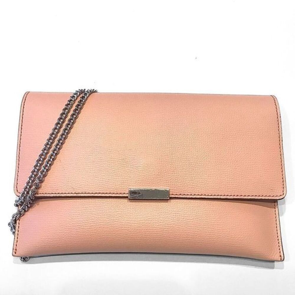 LOEFFLER RANDALL Pink Leather Envelope Clutch Bag
